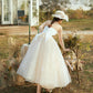 Champagne Tulle Retro Short  Dress, Tulle Tea Length Prom Dress    S2713