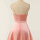 A-line V Neck Twist Knot Cut-Out Pleated Mini Homecoming Dress       S2985