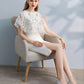 Simple White Lace Mermaid Short Prom Dress, White Evening Dress      S3323