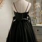 Black Beaded Cut-Out Bow Tie Straps Homecoming Dress    S2907