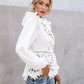 Women Boho Long Sleeve Floral Lace White Tops Blouses Summer Beach Elegant Shirt Party Tops    S2508