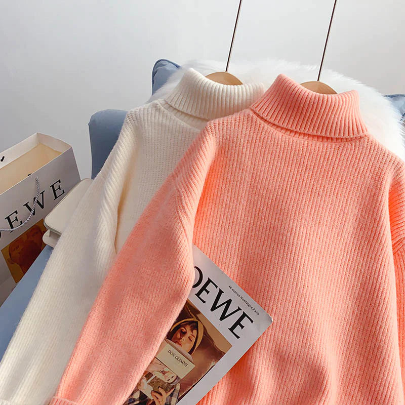 Candy color turtleneck sweater sweater sweater top      S2541