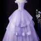 Light Purple Tulle With Lace Off Shoulder Sweet 16 Dress, Light Purple Formal Dress     S2557