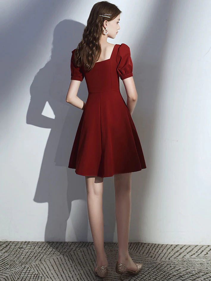 Simple Burgundy Short Prom Dress Burgundy Homecoming Dress    S2885