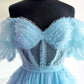 Off-the-Shoulder Ruffles Puff Sleeves Homecoming Dress      S2831
