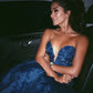 Dark Navy Homecoming Dress A-line Tulle Lace Sweetheart Short Prom Dresses With Star  S3097