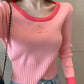 Cute round neck tops long sleeve sweater      S2544
