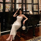 White suspender dress new sexy dress long party dress     S5662