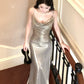 Birthday straps dress sexy long party dress       S6013