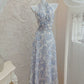 Halter neck printed floral dress long evening party dress     S5985