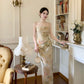 New style print dress, retro long party dress    S6093