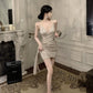 Birthday party dress luxury sequin suspender dress    S5824
