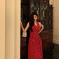 Hong Kong style halter neck polka dot dress new retro long dress party dress     S5540