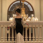 Square neck splicing dress new style party dress     S5666
