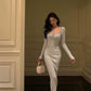 knitted dress long-sleeved sexy party dress    S5514