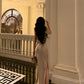 new style slit satin long dress party dress     S5704