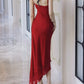 elegant red mermaid party dress, engagement dress    S6042