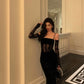 Banquet lace suspender dress new velvet long party dress      S5560
