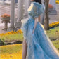 princess party dress long floral dress    S5748