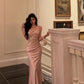 Pink satin suspender dress new style gentle mermaid party dress    S5602