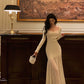French U-neck knitted dress for women new style party dress  S5660