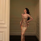 ribbon long-sleeved dress new design party dress    S5527