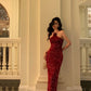 Banquet velvet sequined dress winter new sexy dress long party dress     S5697