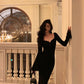Black mermaid knitted dress women evening party dress    S5510