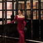 Red glitter dress new off-shoulder slit long party dress     S5646
