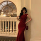 Red mermaid dress new retro style mid-length party dress     S5692