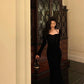 Black halter neck velvet dress new party dress     S5586