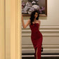Red halter neck suspender dress mermaid dress      S5551