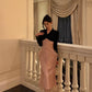 Mesh splicing velvet dress for women new style party dress     S5588