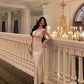 Satin suspender dress new lace splicing long party dress     S5705