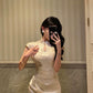 Satin cheongsam dress new style rose waist long party dress     S5657