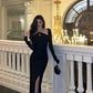Black halter neck dress sexy party dress      S5558