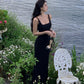 Sexy backless square neck black dress for women mermaid long dress    S5865