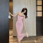 beautiful pink dress birthday dress long mermaid party dress      S5880