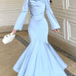square neck satin dress new long sleeve party dress    S6088