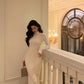 High neck long sleeve dress mermaid party dress    S5603