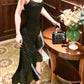 polka dot dress black mermaid party dress      S6146