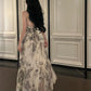 retro print halter dress summer new party dress   S6138