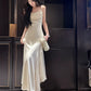Satin pleated dress mermaid long party dress evening dress       S6205