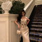 New sexy lace top + skirt two piece suit for women long party dress     S5594