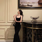 Black suspender mermaid dress summer new backless sexy long party dress      S5574