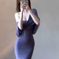 Purple sexy strapless dress for women long mermaid party dress      S5870