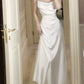 white satin dress, elegant long party dress      S5970
