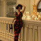 Retro sleeveless dress for women new elegant printed long dress     S5581