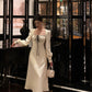 white square-neck dress for women,party dress     S5536