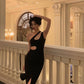 Black exposed waist dress sexy mermaid party dress    S5610